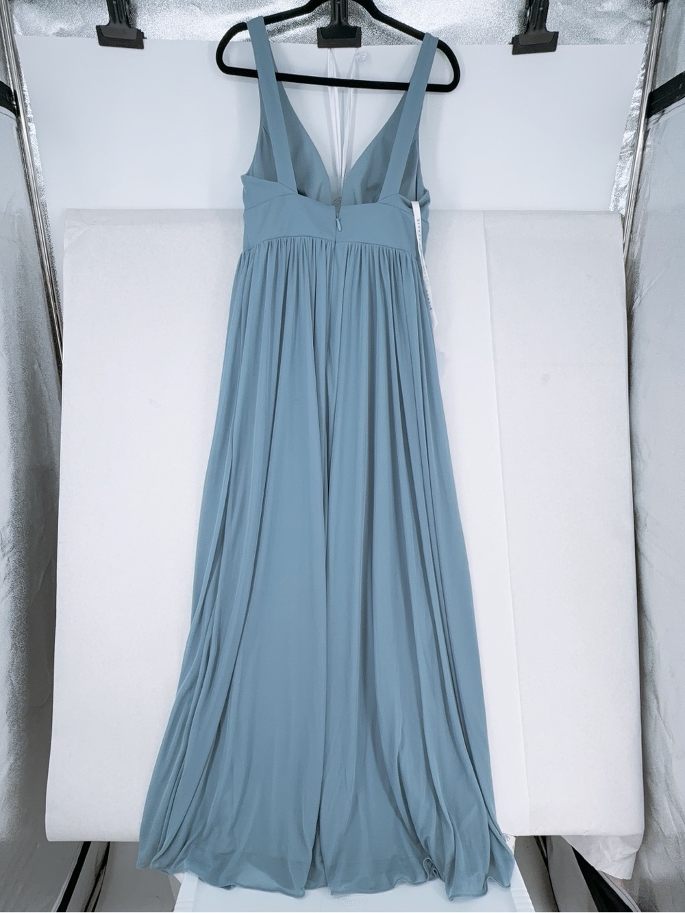 Azazie Chiffon Bridesmaid Dress Blue Gray Size A10 (US 10) M/L NWT - Picture 4 of 9
